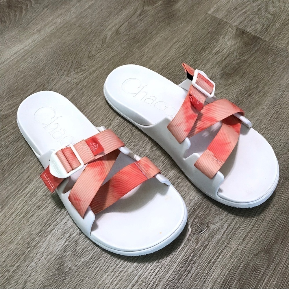 Chaco Tie Dye Chillo Persimmon Alpine Slides Sandals Orange White Women’s 10